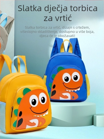 Dječji ruksak s dinosaurom, naramenice s jastučićem zraka, najlon, prozračan i vodootporan, za uzrast 2–5 godina