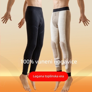 Muške vunene hlače s flis podstavom, tri sloja, debele zimske hlače s zaštitom koljena i struka, 251-300 g/m2