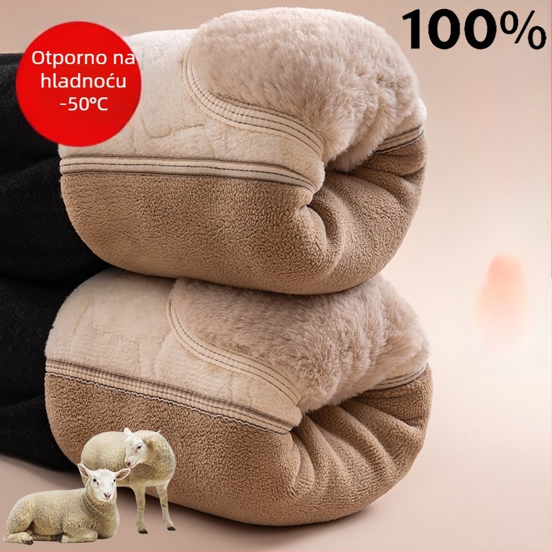 Muške vunene hlače s flis podstavom, tri sloja, debele zimske hlače s zaštitom koljena i struka, 251-300 g/m2