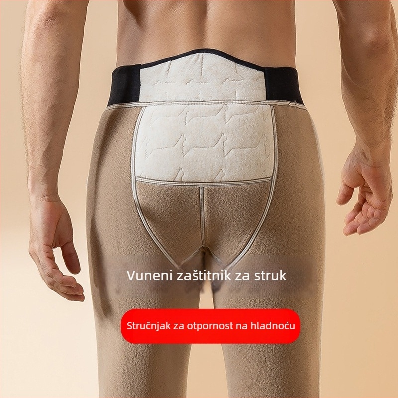 Muške vunene hlače s flis podstavom, tri sloja, debele zimske hlače s zaštitom koljena i struka, 251-300 g/m2