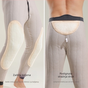 Muške termalne hlače s jastučićima za koljena, podstavljene flisom, trostruka konstrukcija, ekstra debeli poliester