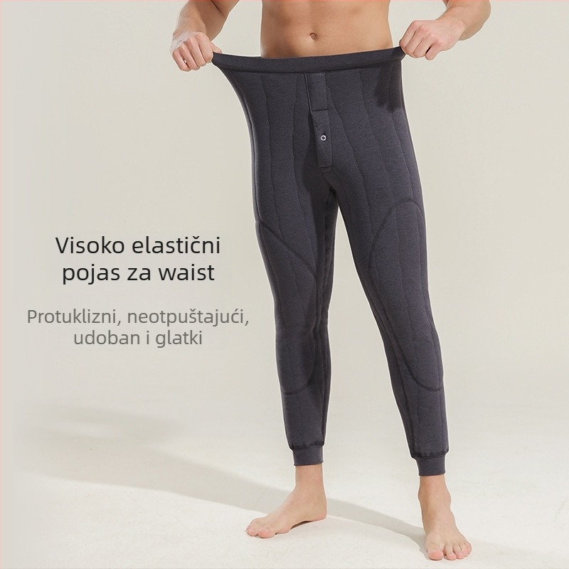Muške termalne hlače s jastučićima za koljena, podstavljene flisom, trostruka konstrukcija, ekstra debeli poliester
