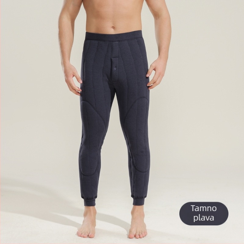 Muške termalne hlače s jastučićima za koljena, podstavljene flisom, trostruka konstrukcija, ekstra debeli poliester