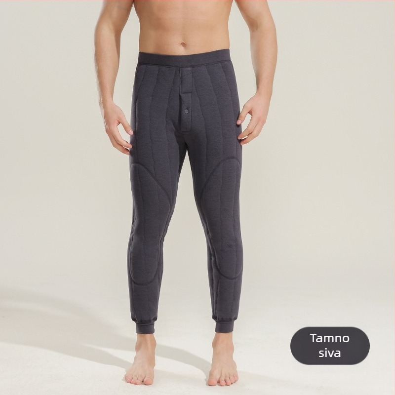 Muške termalne hlače s jastučićima za koljena, podstavljene flisom, trostruka konstrukcija, ekstra debeli poliester