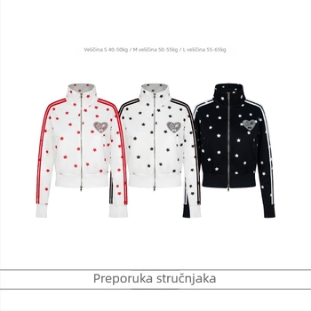 Pamučna vanjska jakna Slim-Fit sa stojećim ovratnikom, prednji zip, print