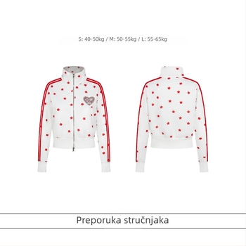 Pamučna vanjska jakna Slim-Fit sa stojećim ovratnikom, prednji zip, print
