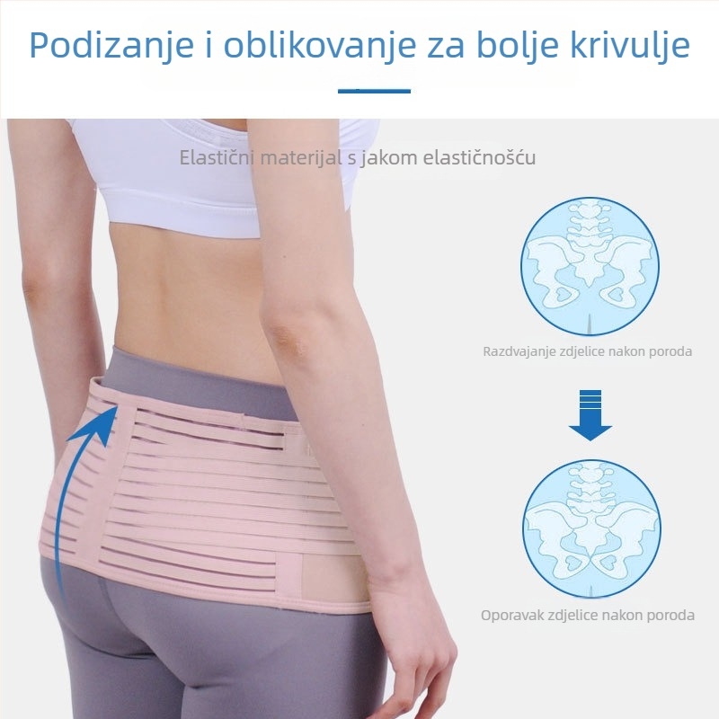 Trbušni pojas za postpartum; dišući kompresijski pojas za podršku trbuhu i zdjelice (Model: E401-1; Materijal: kompozitna tkanina; Područje primjene: trbuh; Jamstvo: 1 godina)