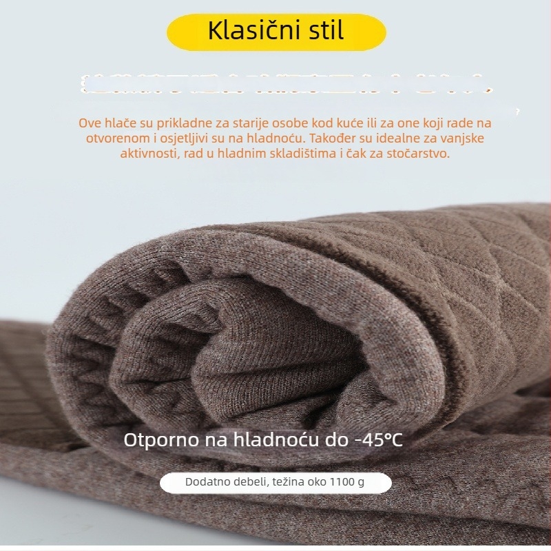 Unisex hlače od vune, tri sloja, ekstra debeli materijal, 90–95% vuna