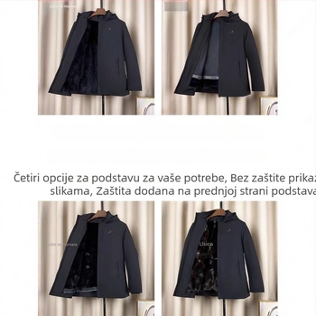 Muški parka od lisice s odvojivom krznom podstavom, uski kroj, srednja duljina, prednji zip