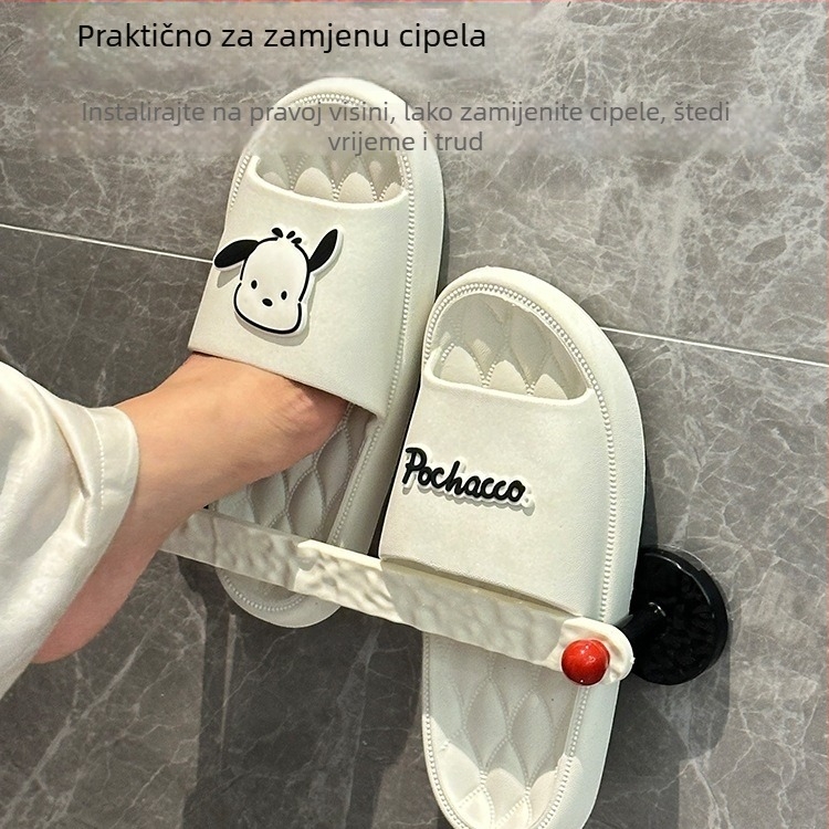 Zidni stalak za papuče u kupaonici, bez bušenja, s dreniranjem, 1 razina, završna obrada pečenim premazom, model 985