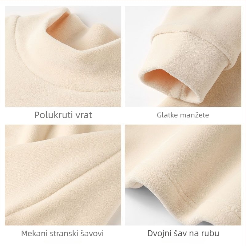 Ženski dukserica s dvostrukim velurom, pliš Modal tkanina, poluotvoreni ovratnik, zatvara se jednim gumbom