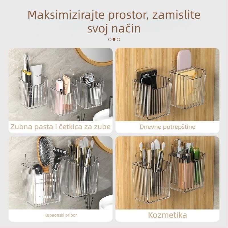 Zidni organizator za četkice i pastu, prostor za češljeve – plastičan, jednostavan i moderan dizajn