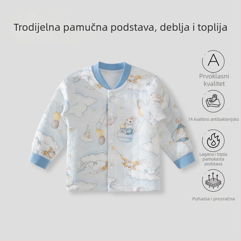 Dječji pamučni kardigan za proljeće i jesen, unisex, 100% pamuk, bez kapuljače, lagan