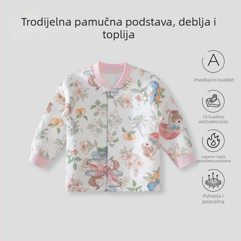 Dječji pamučni kardigan za proljeće i jesen, unisex, 100% pamuk, bez kapuljače, lagan