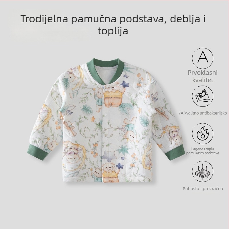 Dječji pamučni kardigan za proljeće i jesen, unisex, 100% pamuk, bez kapuljače, lagan