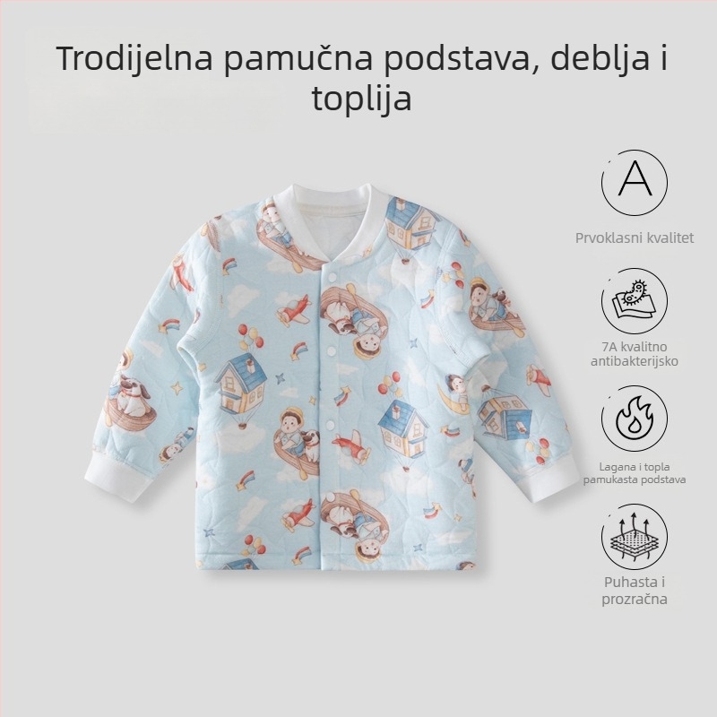 Dječji pamučni kardigan za proljeće i jesen, unisex, 100% pamuk, bez kapuljače, lagan