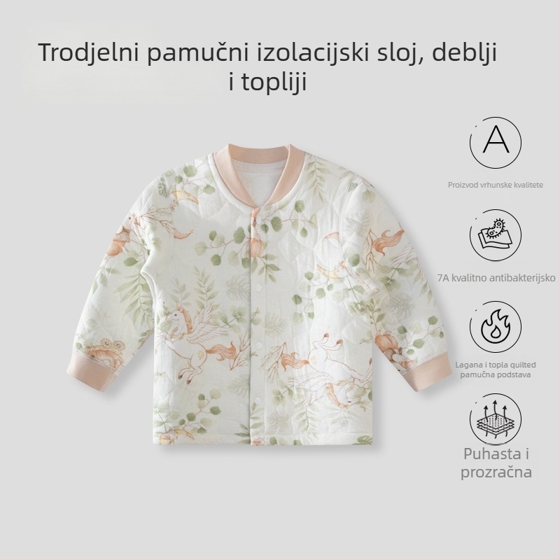 Dječji pamučni kardigan za proljeće i jesen, unisex, 100% pamuk, bez kapuljače, lagan