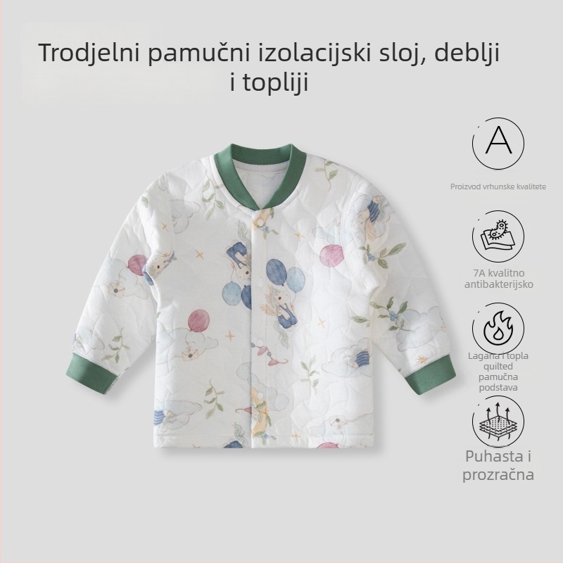 Dječji pamučni kardigan za proljeće i jesen, unisex, 100% pamuk, bez kapuljače, lagan