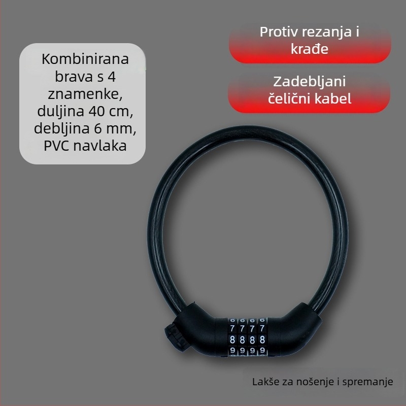 Cirkularni zamak na lozinku za bicikl i električna vozila – aluminijsko kućište, 150 g, kružni dizajn, kompatibilan s biciklima, električnim biciklima i motociklima