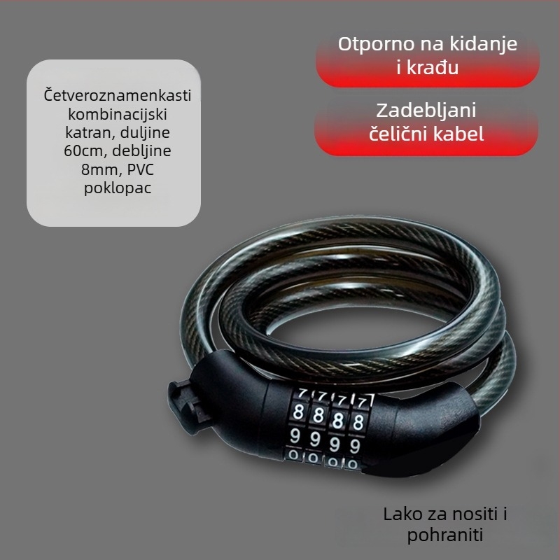 Cirkularni zamak na lozinku za bicikl i električna vozila – aluminijsko kućište, 150 g, kružni dizajn, kompatibilan s biciklima, električnim biciklima i motociklima