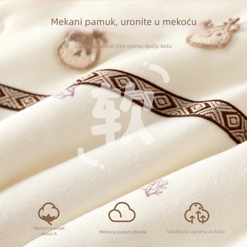 Novorođena beba pamukasti topli gornji dio za jesen/zimu, unisex, 100% pamuk, okrugli ovratnik, meka tkanina