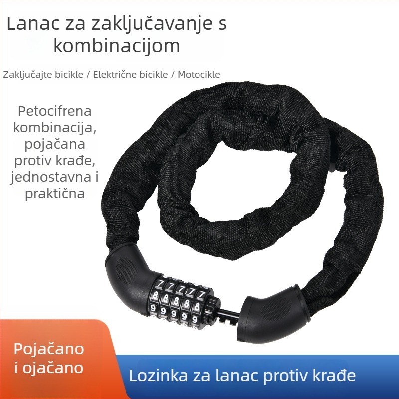 XTIGER WB100-150 Zatvarač s lozinkom za lanac za bicikl – materijali: željezo, tehnički plast, tkanina; pogodan za bicikl, planinski bicikl i motocikl; stil: moderni minimalistički