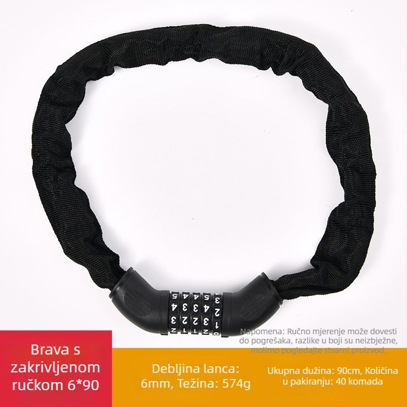 XTIGER WB100-150 Zatvarač s lozinkom za lanac za bicikl – materijali: željezo, tehnički plast, tkanina; pogodan za bicikl, planinski bicikl i motocikl; stil: moderni minimalistički