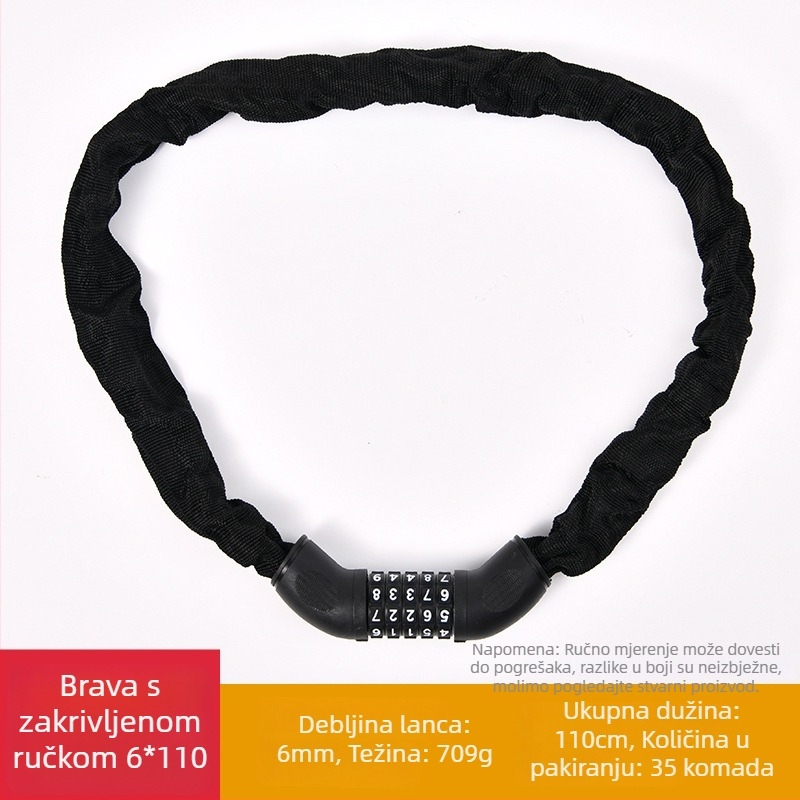 XTIGER WB100-150 Zatvarač s lozinkom za lanac za bicikl – materijali: željezo, tehnički plast, tkanina; pogodan za bicikl, planinski bicikl i motocikl; stil: moderni minimalistički