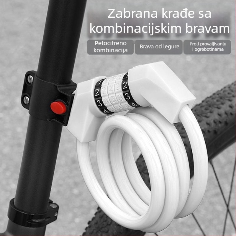 Brava za bicikl s kodnim zaključavanjem protiv krađe, za cestovne i planinske bicikle, produžena i ojačana, univerzalna za djecu i studente