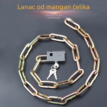 Prošireni lančani sigurnosni lanac od mangan čelika – zavareni lanac za bicikle i motocikle, protiv krađe, 1130 g