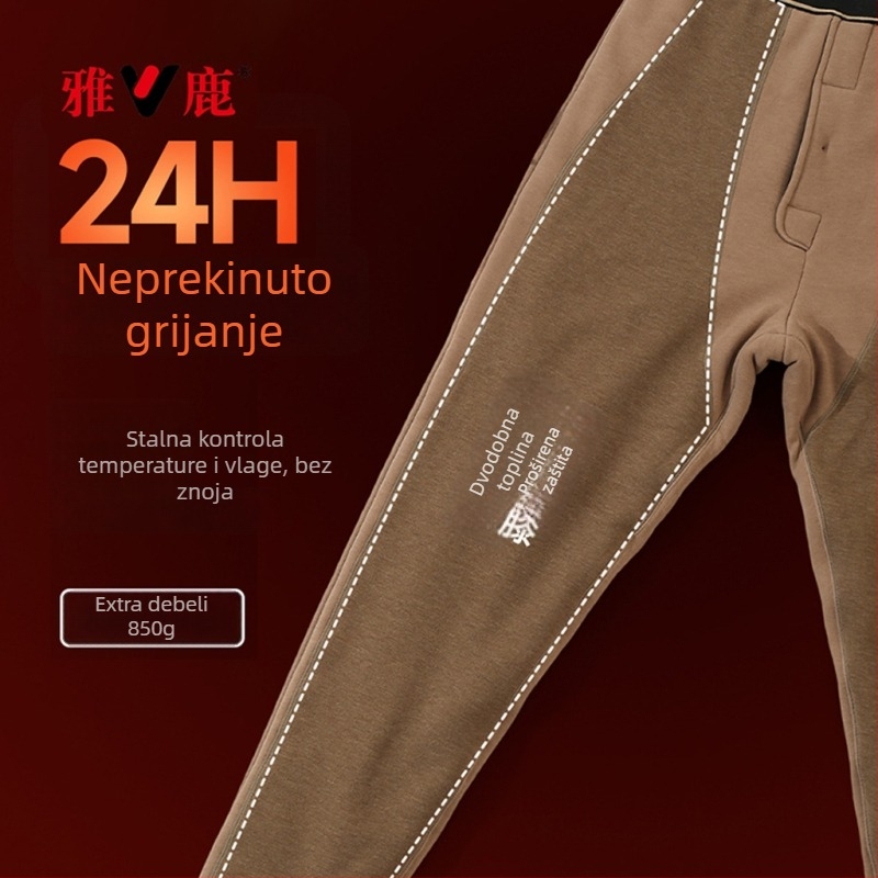 Unisex termo hlače od vune, 100% vuna, ekstra debele 501–600 g/m2, visoki struk, zadržavaju toplinu