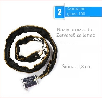 Lančani zaključak za bicikl s platnenim pokrovom i kvadratnom glavom, od manganskog čelika, 380 g; pogodan za bicikle, električna vozila i motocikle