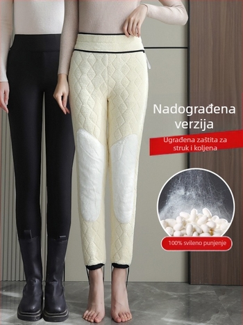 Ženske tople tajice od pamuka i svile, super debeli, visok pas, tijesni kroj, geometrijski uzorak