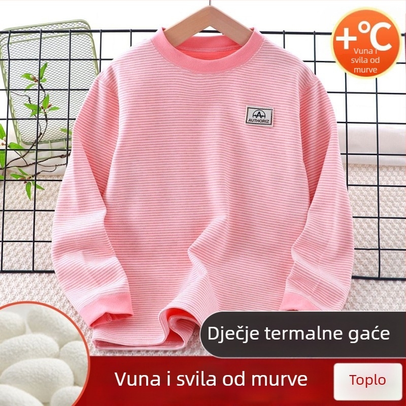 Dječji termalni gornji dio, unisex, 88,8% poliester, mekani brušeni završni obrada, okrugli vrat, bez kapulje, jesensko-zimska baza za spavanje za djecu iznad 140 cm