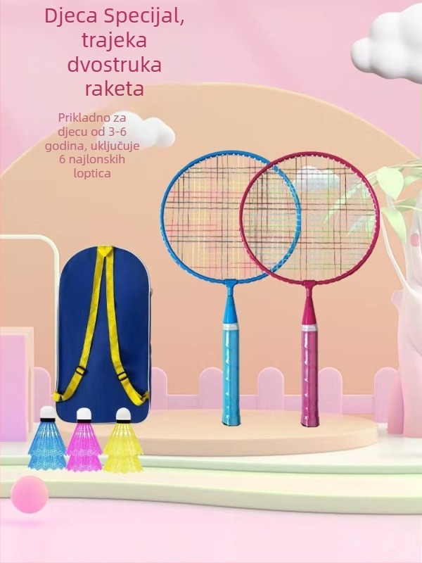 Set s dvije rekete za djecu početnike — težina 90–94 g, debljina ručke G4, najlon strune