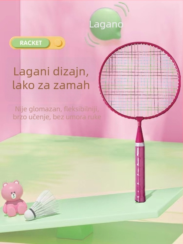 Set s dvije rekete za djecu početnike — težina 90–94 g, debljina ručke G4, najlon strune