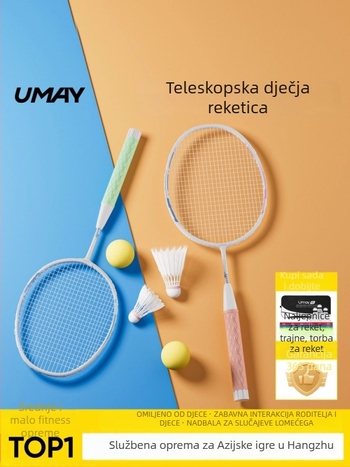 Set reketa za badminton za djecu i mlade, ultra lagan, izdržljiv za trening (singlovi i dvojke), 95–100 g, okvir od aluminijske legure, vlaknaste žice, srednja čvrstoća