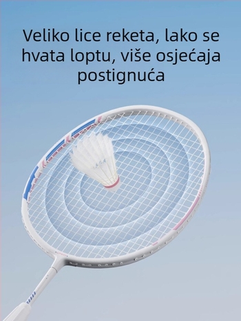 Set reketa za badminton za djecu i mlade, ultra lagan, izdržljiv za trening (singlovi i dvojke), 95–100 g, okvir od aluminijske legure, vlaknaste žice, srednja čvrstoća