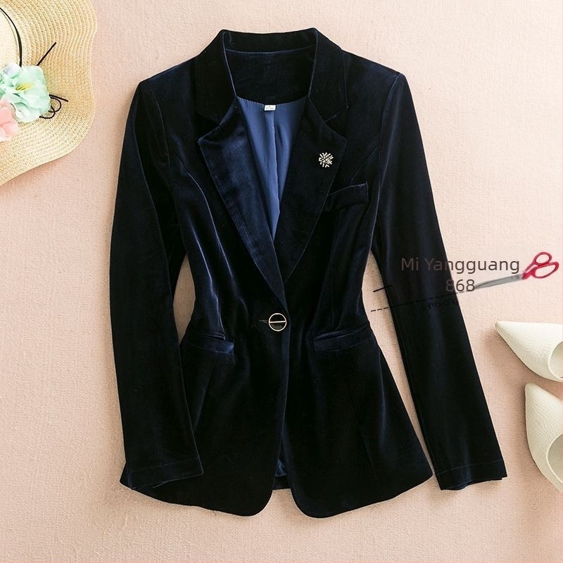 Ženski sako za kostim s polo ovratnikom, chenille tkanina s elastanom, jednostruko kopčanje, rukavi princeze, proljeće 2025