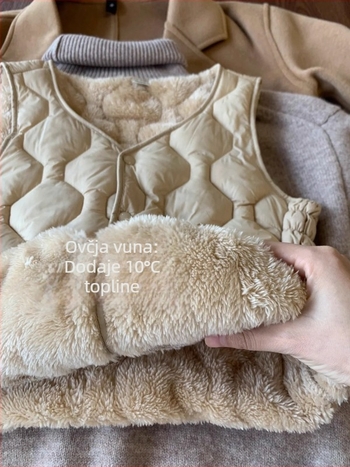 Ženski prsluk s flis podstavom, debeli zimi 2025, kratka duljina, V-izrez