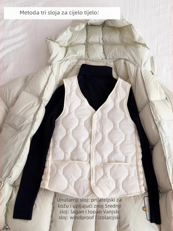 Ženski prsluk s flis podstavom, debeli zimi 2025, kratka duljina, V-izrez