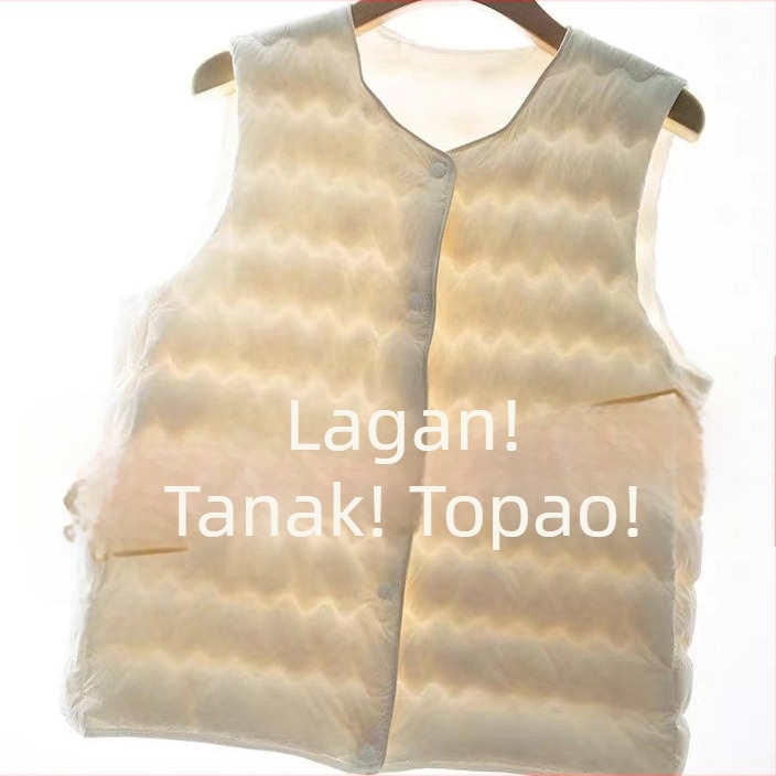 Ženski lagani prsluk s gusjim perjem, Chenille tkanina s elastanom, okrugli ovratnik, slobodan kroj, duljina 50–65 cm, punilo: bijeli gusji down, postotak down 51–55%