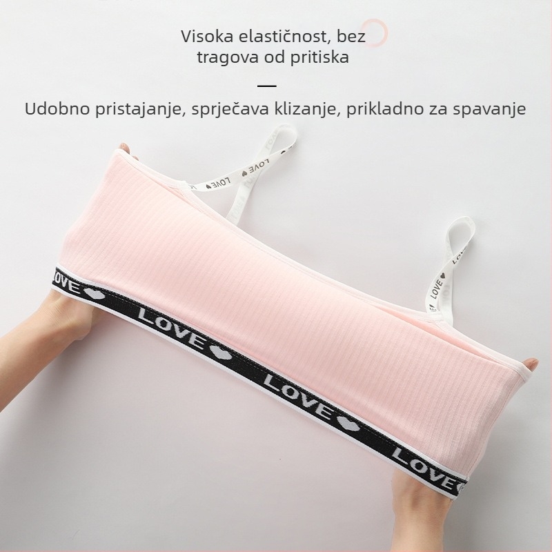 Djevojački pamučni tube-top grudnjak s 3/4 košarom, tanka oblikovana pjena, čvrste dvostruke naramenice, bočni zatvarač, prozračan i udoban