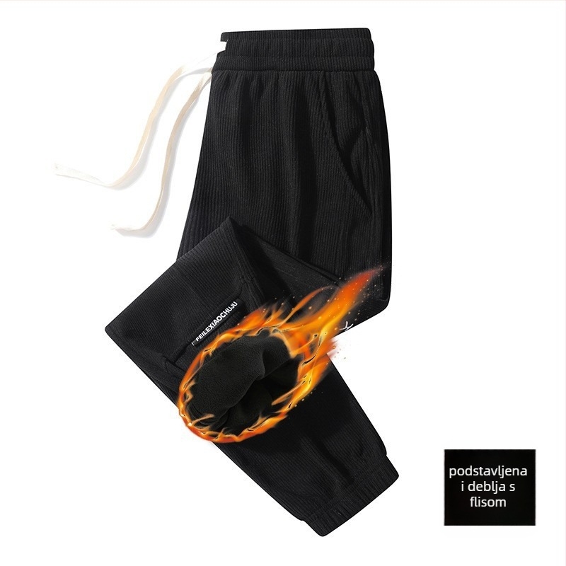 Korejskog stila cropped casual hlače od poliester-a s izšivanjem, opuštenim strukom, mikroelastičnošću, malim ravnim rubom