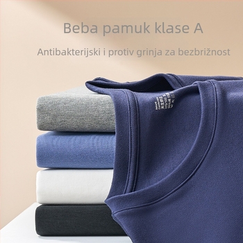 Muški termo komplet donjeg rublja, antibakterijski i topao, gusta pamuk tkanina 251–300 g/m², 90–95% pamuk, dugi rukav s okruglim izrezom i hlače.