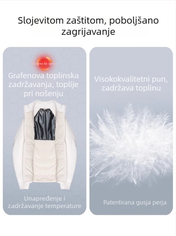 Ženska pernata jakna s rebrastim uzorkom i unutarnjom podstavom, jesen-zima 2025, korejskog stila, kačji puh, topla