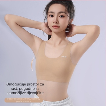 Bešavne dječje grudnjake tijekom puberteta, s punom čašom, srednje oblikovanom čašom, latexom za čašicu, najlon Ice Silk, čvrste dvostruke naramenice