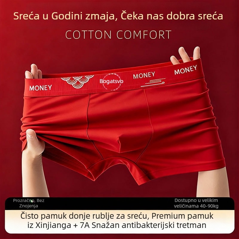 Muške pamučne bokserice, prozračnost, antibakterijske, srednji pojas, 95-100% pamuka