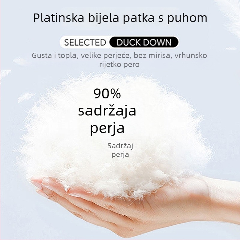 Ženska jakna od perja, punjenje 86–90%, struk kroj, stojeći ovratnik, zatvarač