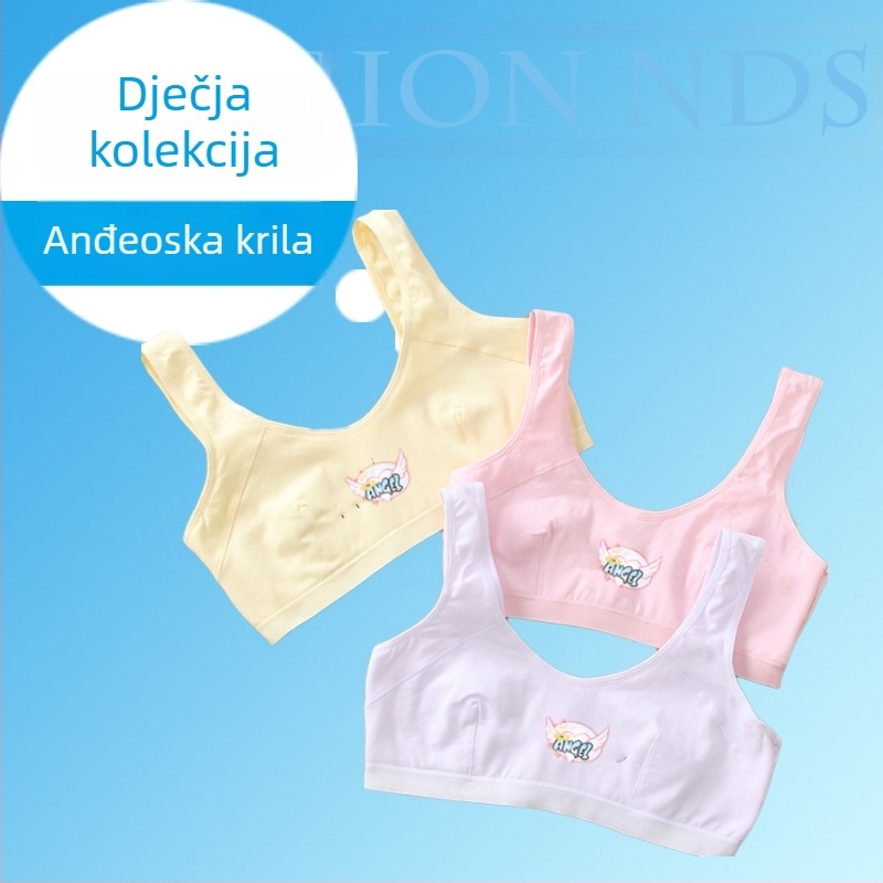 Dječje pamukasto bustier potkošulja bez metalne žice, košarica 1/2, bočno kopčanje, čvrste dvostruke naramenice